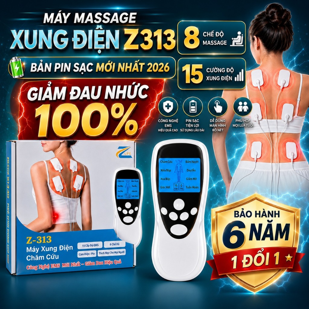 Máy Mát Xa Cổ Vai Gáy Xung Điện Mini Z313, Máy Massage Cầm Tay Giảm Đau Nhức Mỏi Hiệu Quả