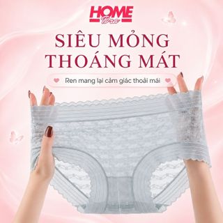 Quần lót nữ ren cao cấp xuyên thấu gợi cảm sexy, quần chip cạp cao đáy may cotton kháng khuẩn L5505