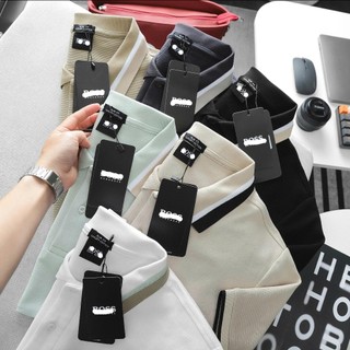 Áo polo nam dệt gân cotton cao cấp phối viền form suông , bigsize 110kg - 3bros