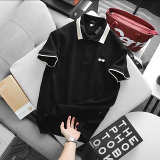 Áo polo nam dệt gân cotton cao cấp phối viền form suông , bigsize 110kg - 3bros