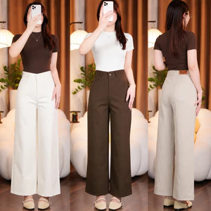 Quần Kaki Nhật Ống Suông Rộng Lưng Cao Cạp Cao Dáng Đẹp Siêu Hot - QD01