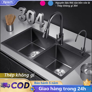 Chậu Rửa Bát 1 Hố Cao Cấp Bồn Rửa chén 1 Ngăn Lớn Kèm Vòi Lọc Chậu chống trầy xước Bảo hành 2 năm