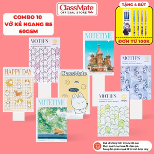 Combo 10 Vở Kẻ Ngang Happy Day Classmate Bìa Chống Nước, Giấy Mịn Ăn Mực 58-60gsm, Vở 72/200 Trang