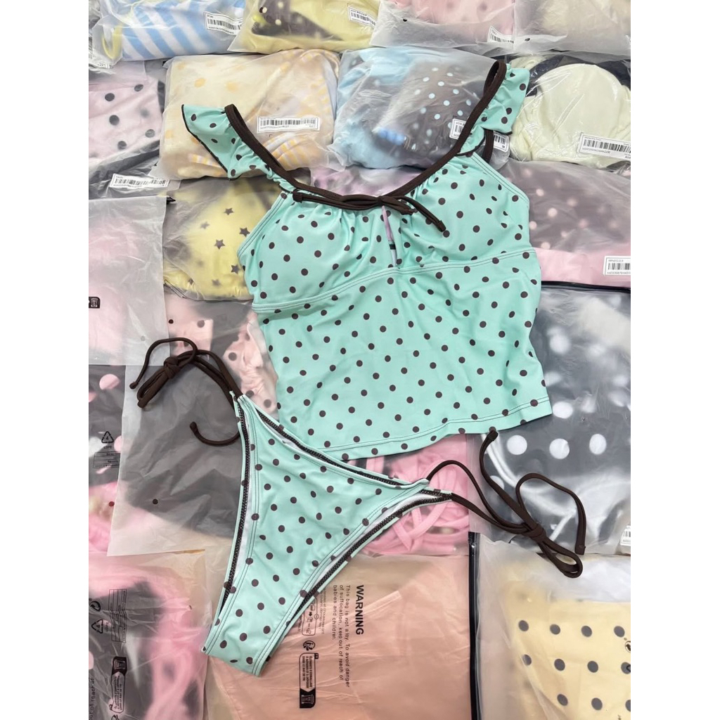 NUNG NIU - Set Bikini Xanh Mint Chấm Bi Mùa Hè MỚI - 𝐌𝐢𝐧𝐭 𝐂𝐡𝐨𝐜𝐨 𝐁𝐢𝐤𝐧𝐢