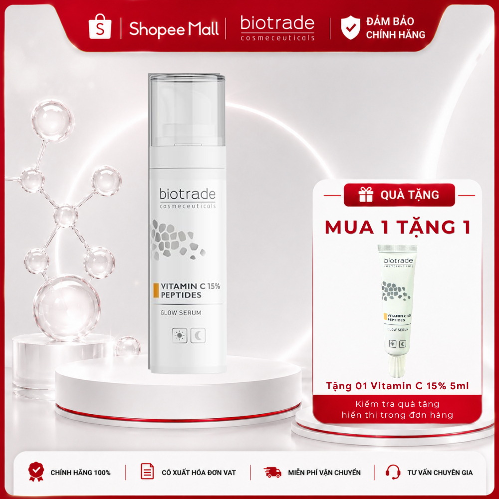 Serum Biotrade dưỡng trắng chống lão hóa phục hồi da Biotrade Vitamin C 15% Peptides Glow Serum