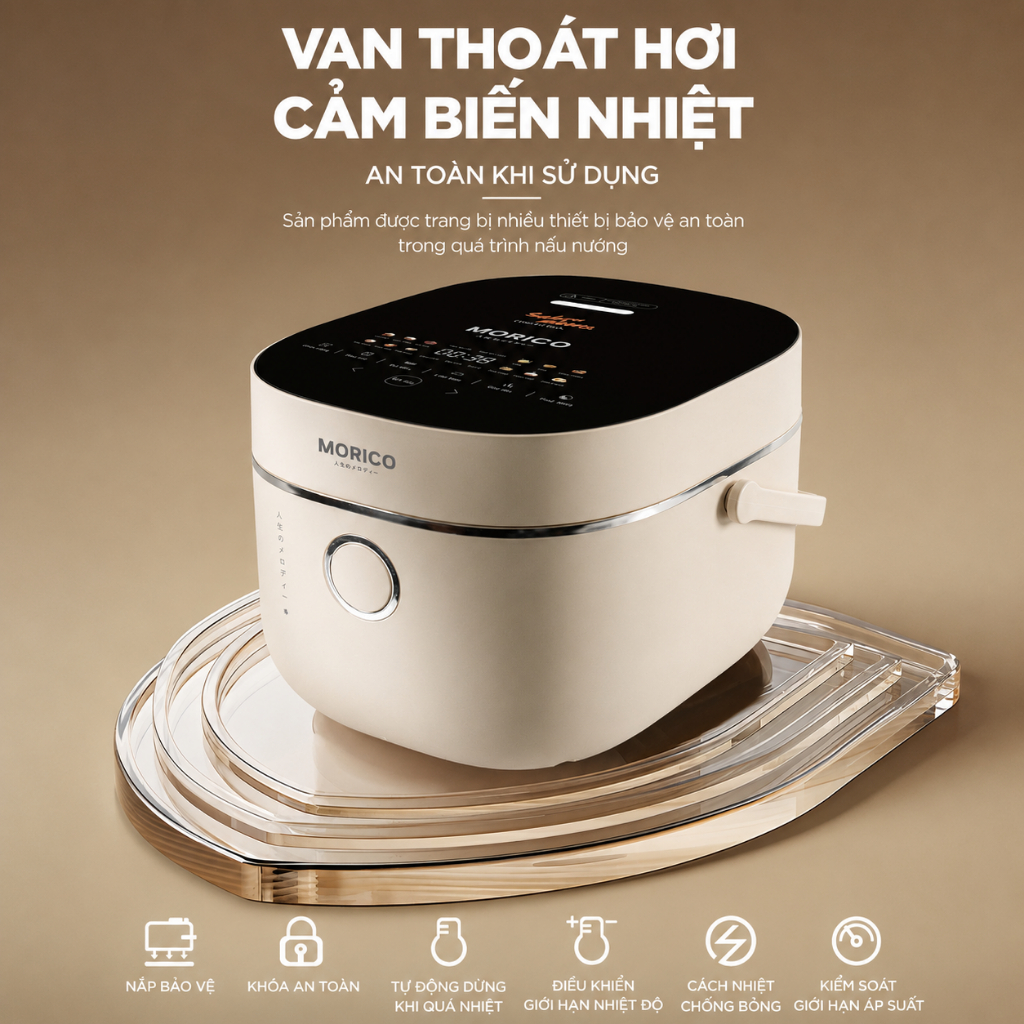 Nồi Cơm Điện Cao Tần Morico MR800IH Inox 316, Công Nghệ IH, Gia Nhiệt 360°, Inverter Tiết Kiệm Điện