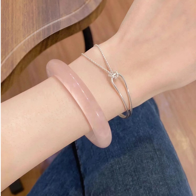 [𝐒𝐀𝐋𝐄] Vòng Tay Mắt Mèo Đào Hoa Nương Premium Hồng Trong – Trang Sức Đá Tự Nhiên Sang Trọng