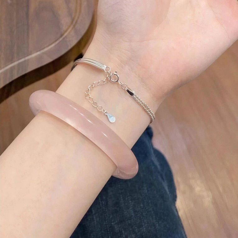 [𝐒𝐀𝐋𝐄] Vòng Tay Mắt Mèo Đào Hoa Nương Premium Hồng Trong – Trang Sức Đá Tự Nhiên Sang Trọng