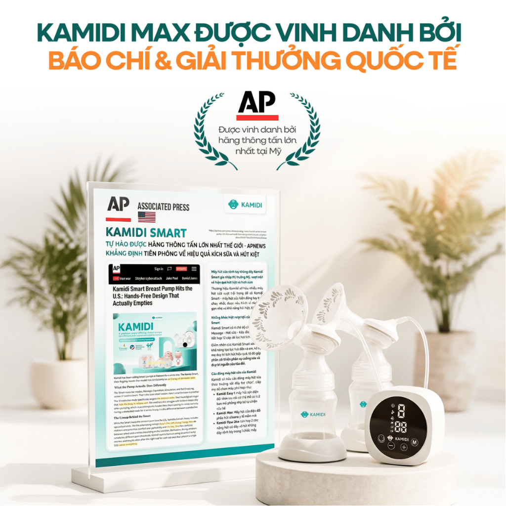 Máy Hút Sữa Điện Đôi Kamidi Max - Phễu Hút Silicone Mềm Mại - Hút Kiệt