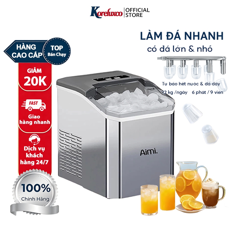 (Có Sẵn)  Máy làm đá mini công suất lớn hoàntoàn tự động 15kg đá Tạo Đá Siêu Tốc Trong 6 - 8 Phút