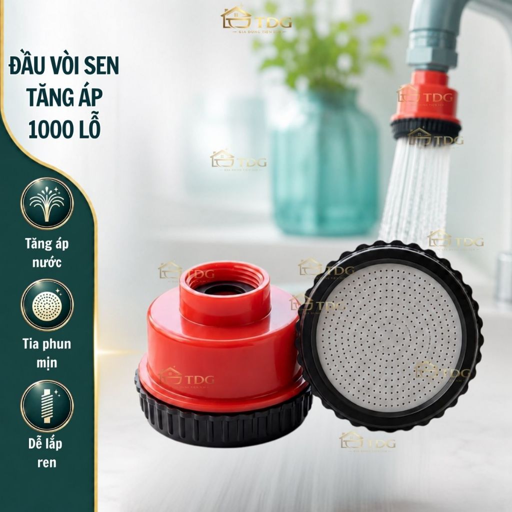 Đầu sen tăng áp lực nước 1000 lỗ phun mịn TDG đầu vòi nhựa nhỏ gọn rửa tay rửa rau tiện lợi HH606
