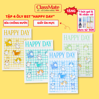 Tập Học Sinh HAPPY DAY Classmate 96/200 Trang Kẻ 4 Ô Ly , Vở 4 Ô Li Size A5 Giấy Ăn Mực 60gsm Chống Loá Khi Ghi Chép