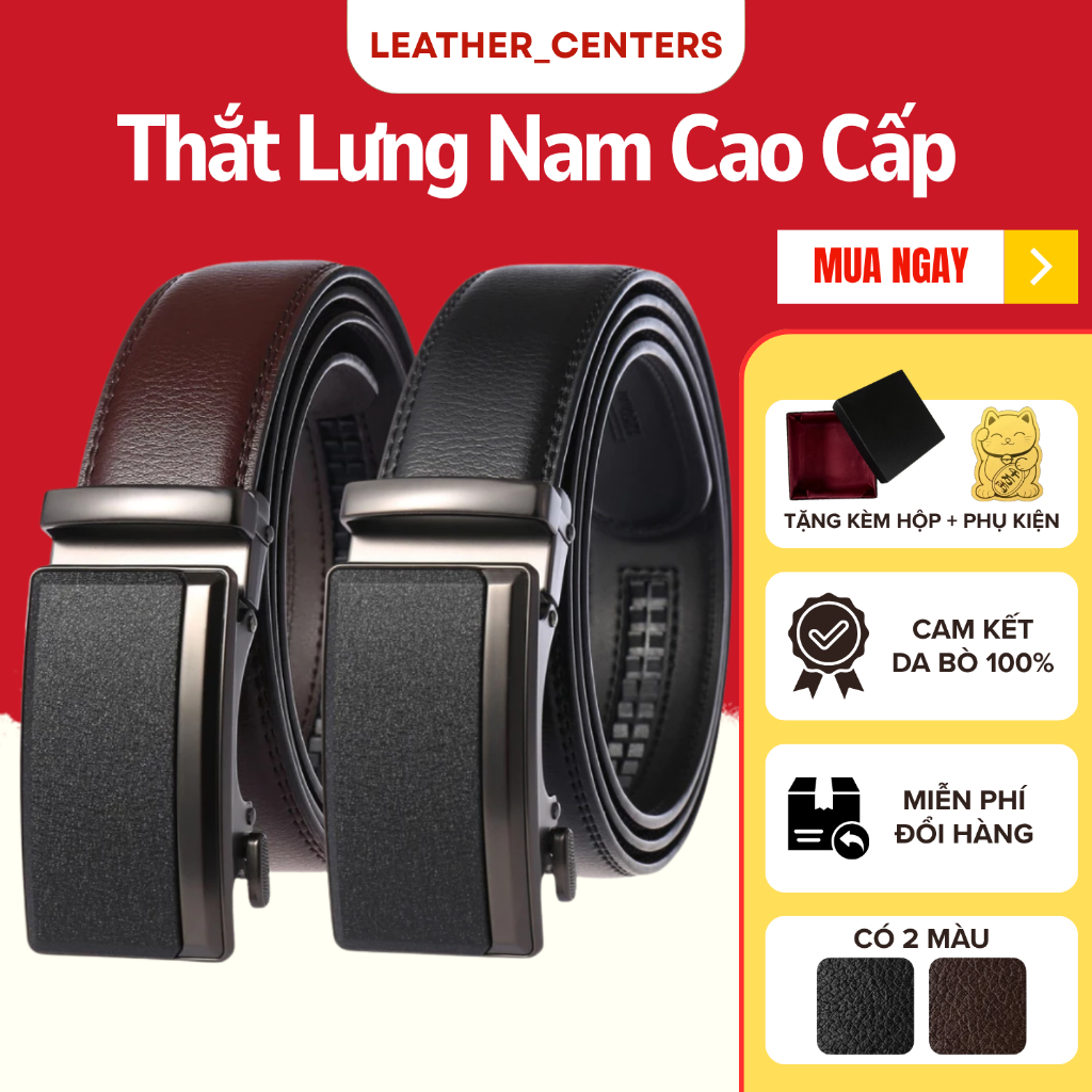 Thắt Lưng Nam Da Bò Thật 100% TLS1B – Khóa Thông Minh Bền Bỉ – Đẳng Cấp - Mang Đi Dự Tiệc Đi Làm