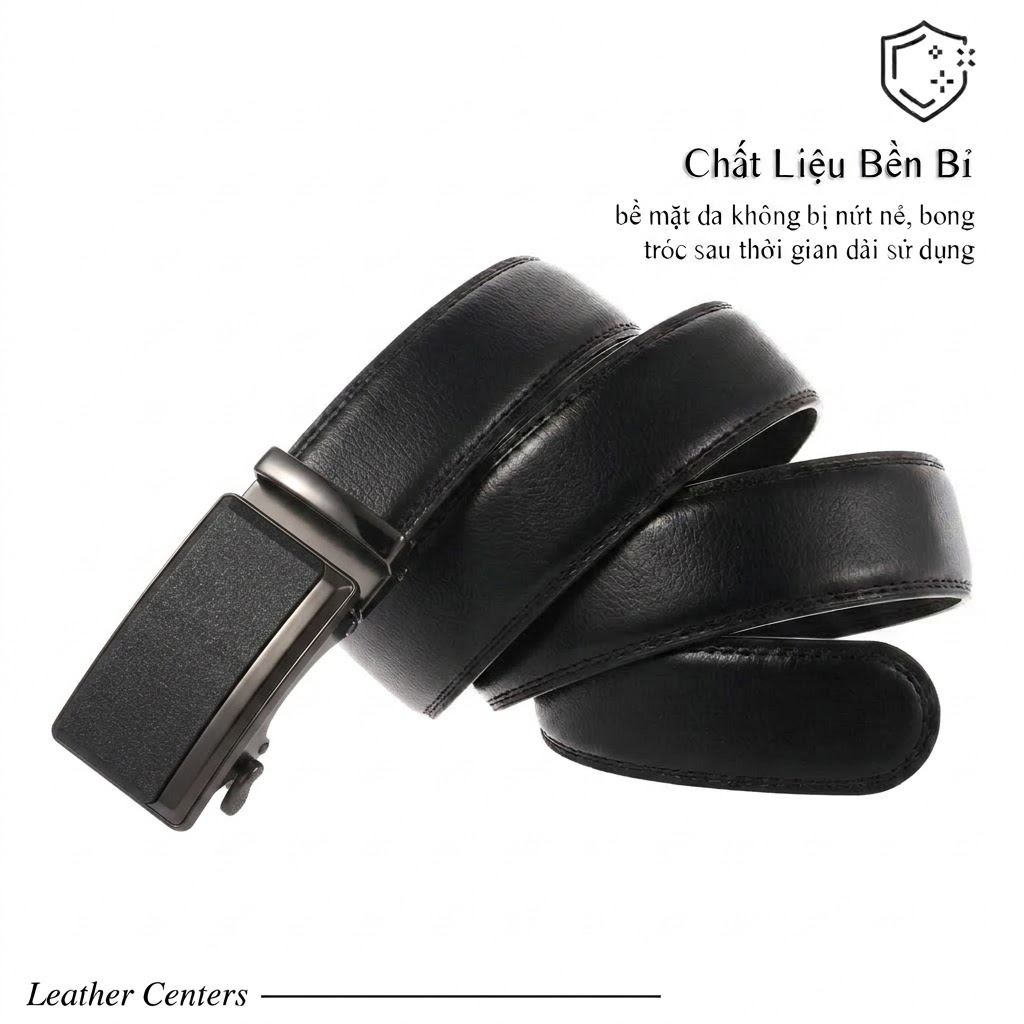 Thắt Lưng Nam Da Bò Thật 100% TLS1B – Khóa Thông Minh Bền Bỉ – Đẳng Cấp - Mang Đi Dự Tiệc Đi Làm