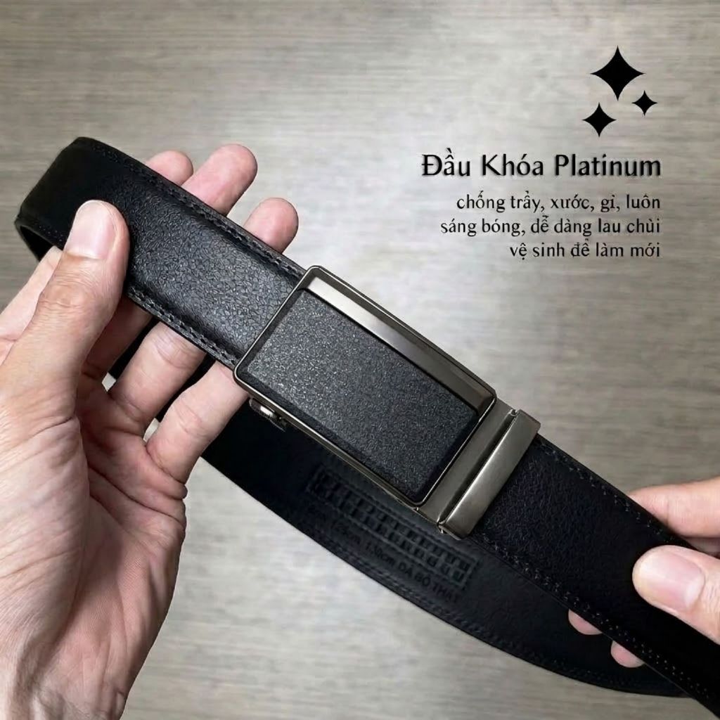 Thắt Lưng Nam Da Bò Thật 100% TLS1B – Khóa Thông Minh Bền Bỉ – Đẳng Cấp - Mang Đi Dự Tiệc Đi Làm