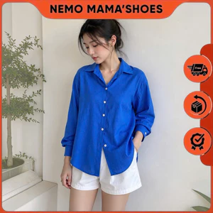 ÁO SƠ MI XANH FREESIZE NỮ (220816002)