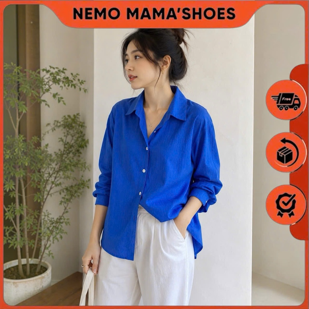 ÁO SƠ MI XANH FREESIZE NỮ (220816002)