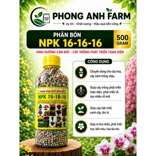 Phân NPK tổng hợp 16-16-16 chuyên dùng cho hoa, cây cảnh (Chai 450g)