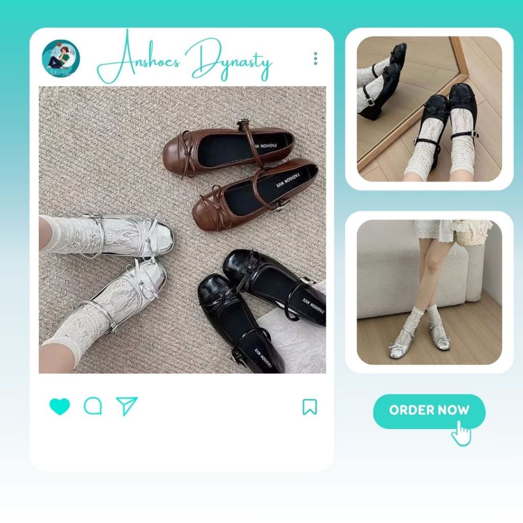 Giày Búp Bê Nữ, Giày Nữ Búp Bê Lolita Quai Tròn Siêu Dễ Thương Nhẹ Êm Màu Đen N31 || AnshoesDynasty