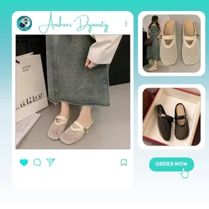 Sục Lưới Nữ, Sục Nữ Lưới Có Quai Ngang Phối Da Nhẹ Êm Thích Hợp Cho Mùa Hè Màu Đen N36 || AnshoesDynasty