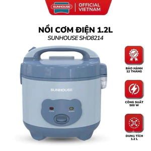 Nồi Cơm Điện Sunhouse SHD8214 Dung Tích 1.2 Lít Phù Hợp 2-4 Người, Công Suất 500W, Bảo Hành 12 Tháng