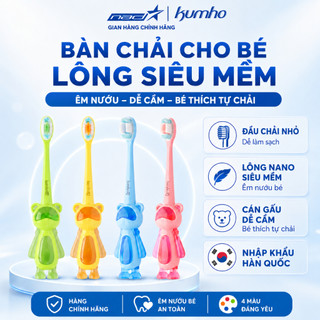 Bàn Chải Đánh Răng Cho Bé 1-5 Tuổi Kumho HQ16 Lông Nano Siêu Mềm Đầu Nhỏ Cán Chống Trượt Chân Hút