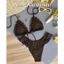 NUNG NIU - Bộ Bikini 2 Mảnh Màu Choco Viền Bèo Chấm Bi