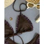 NUNG NIU - Bộ Bikini 2 Mảnh Màu Choco Viền Bèo Chấm Bi