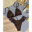 NUNG NIU - Bộ Bikini 2 Mảnh Màu Choco Viền Bèo Chấm Bi