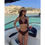 NUNG NIU - Bộ Bikini 2 Mảnh Màu Choco Viền Bèo Chấm Bi