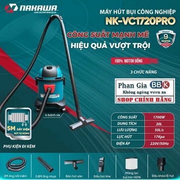 Máy Hút Bụi Công Nghiệp NAKAWA NK-VC1715PRO / NK-VC1720PRO 1700W - Hút Khô, Hút Nước, Thổi Bụi 3in1 - Màng Lọc HEPA 2026