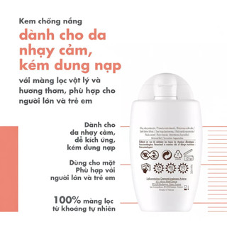 Kem chống nắng Avène 40ml/SPF 50+ Mineral Fluid bảo vệ da UVA UVB cao cấp
