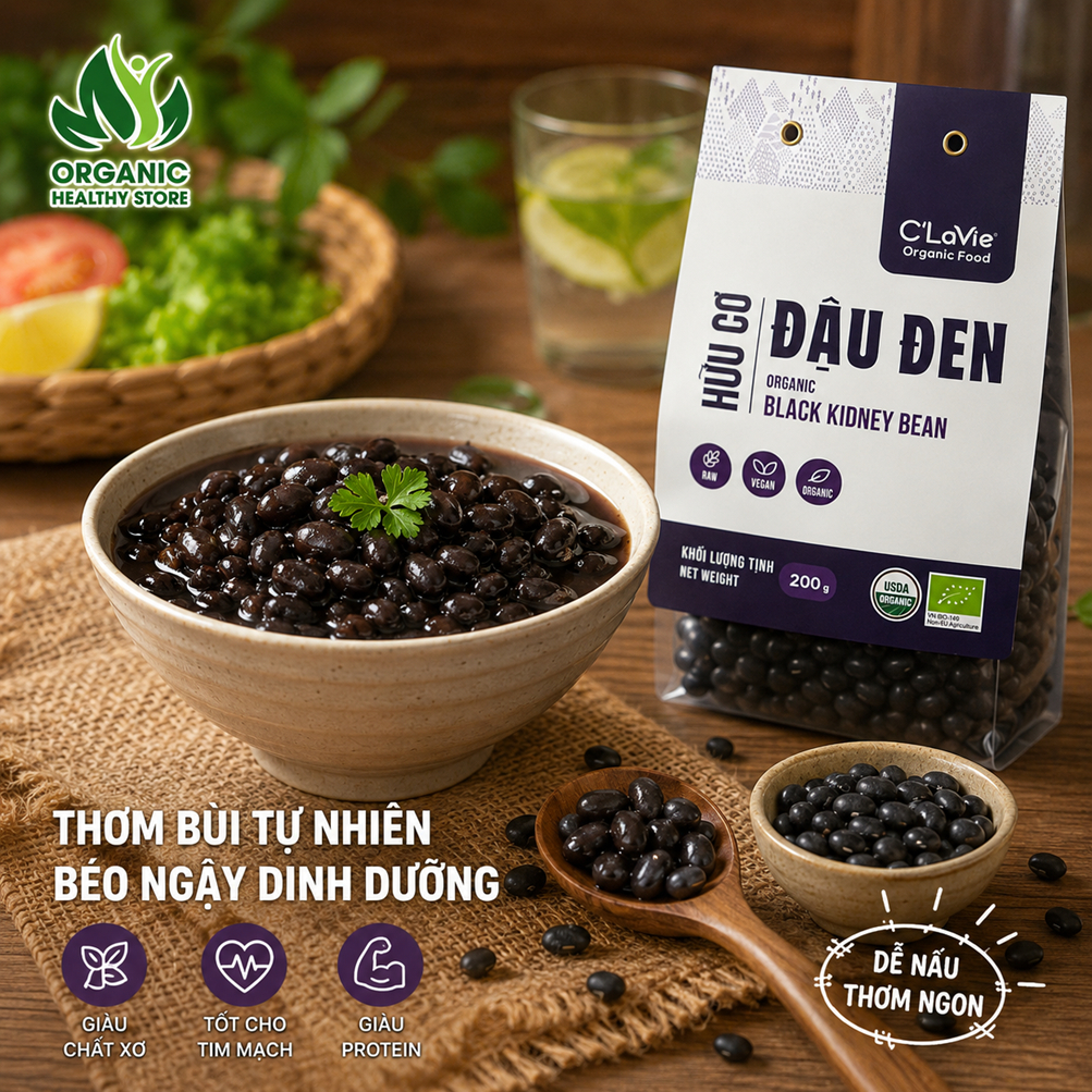 Đậu đen hữu cơ C'Lavie 200g, nấu sữa hạt, nấu chè thanh mát giải nhiệt