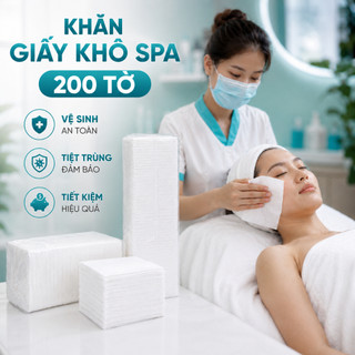[HOẢ TỐC] Khăn giấy vuông rửa mặt, khăn giấy lau mặt spa 200 tờ/bịch dùng cho spa và thẫm mỹ viện tiết kiệm 20*21cm
