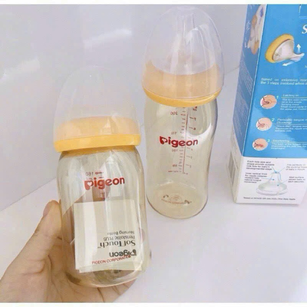Bình Sữa Pigeon Soffouch (PHIÊN BẢN MỚI)Cổ Rộng Dung Tích 160ml /240ml Chất liệu PPSU 2025 chính hãng thế hệ 2