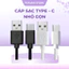 Cáp Sạc Type-C Ngắn – Dây Sạc Nhanh 30cm, 50cm, 80cm, 1m, Cáp Truyền Dữ Liệu USB-C Cho Android, TWS, Quạt