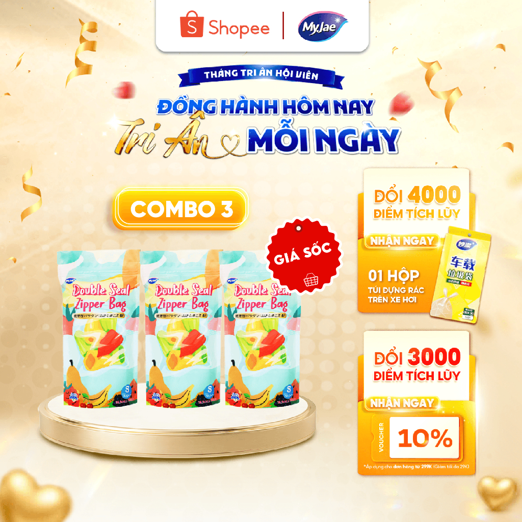 COMBO 3 Túi Zip Đựng Thực Phẩm MyJae size S