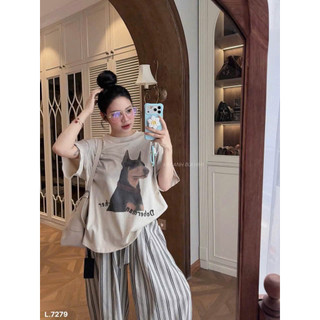 🌿 SET ÁO THUN IN CÚN MIX QUẦN KẺ SỌC SIÊU XINH🌿