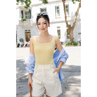 [ PREMIUM COTTON ] Áo ba lỗ Tanktop cổ U MELINFA đệm mút 3D nâng đỡ định hình, Áo Bratop nữ mã  VAA0484