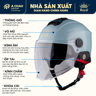 Mũ Bảo Hiểm Royal M778K 2 Lớp Kính Che Mặt - Nón 1/2 Nam Nữ Đi Xe Máy - Size M L XL - BH 12T NSX