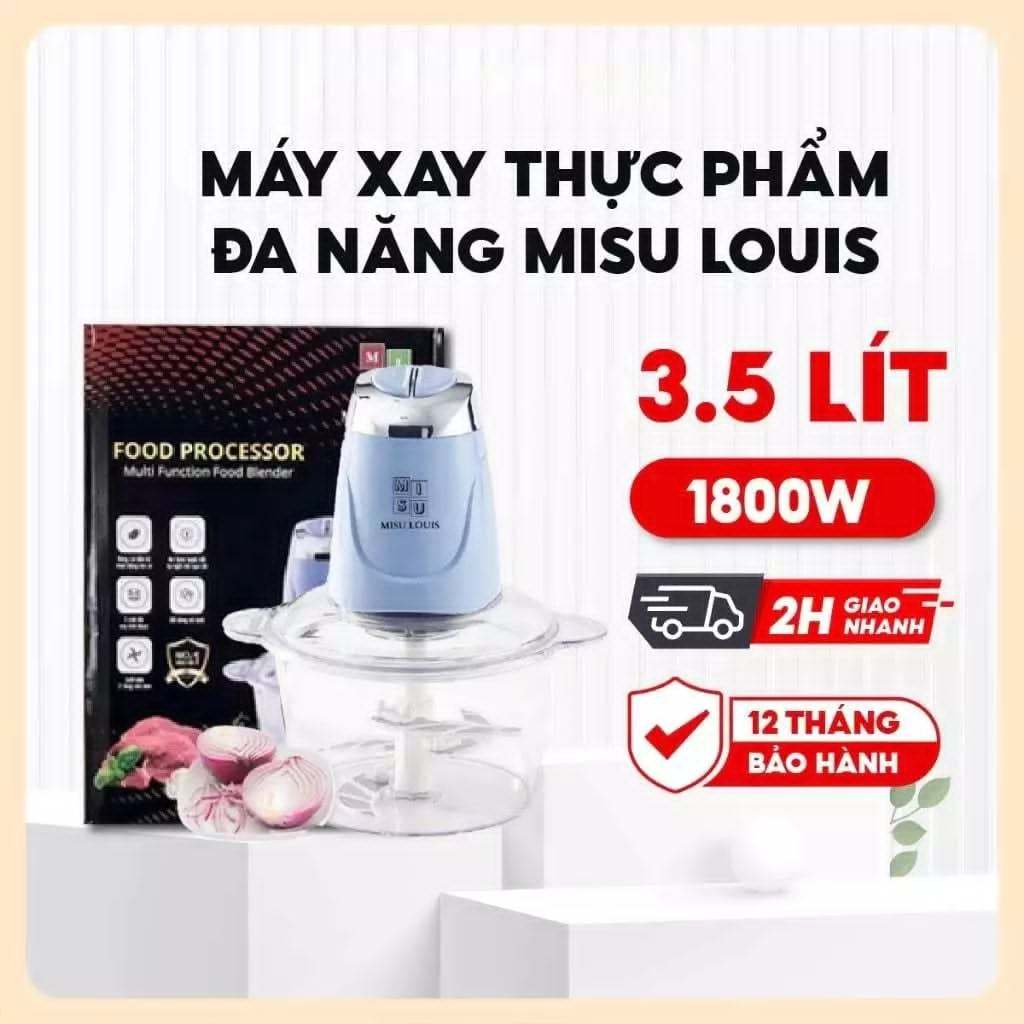 Máy Xay Đa Năng Cối Thuỷ Tinh 3L Misu Louis Công Suất 500W Bảo Hành 6 Tháng