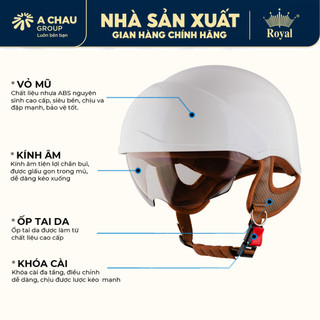 Mũ Bảo Hiểm Nửa Đầu Royal M38k Kính Âm Tại Nhà Sản Xuất, Size L XL Cho Nam Nữ Đi Xe Máy, Bh 12T