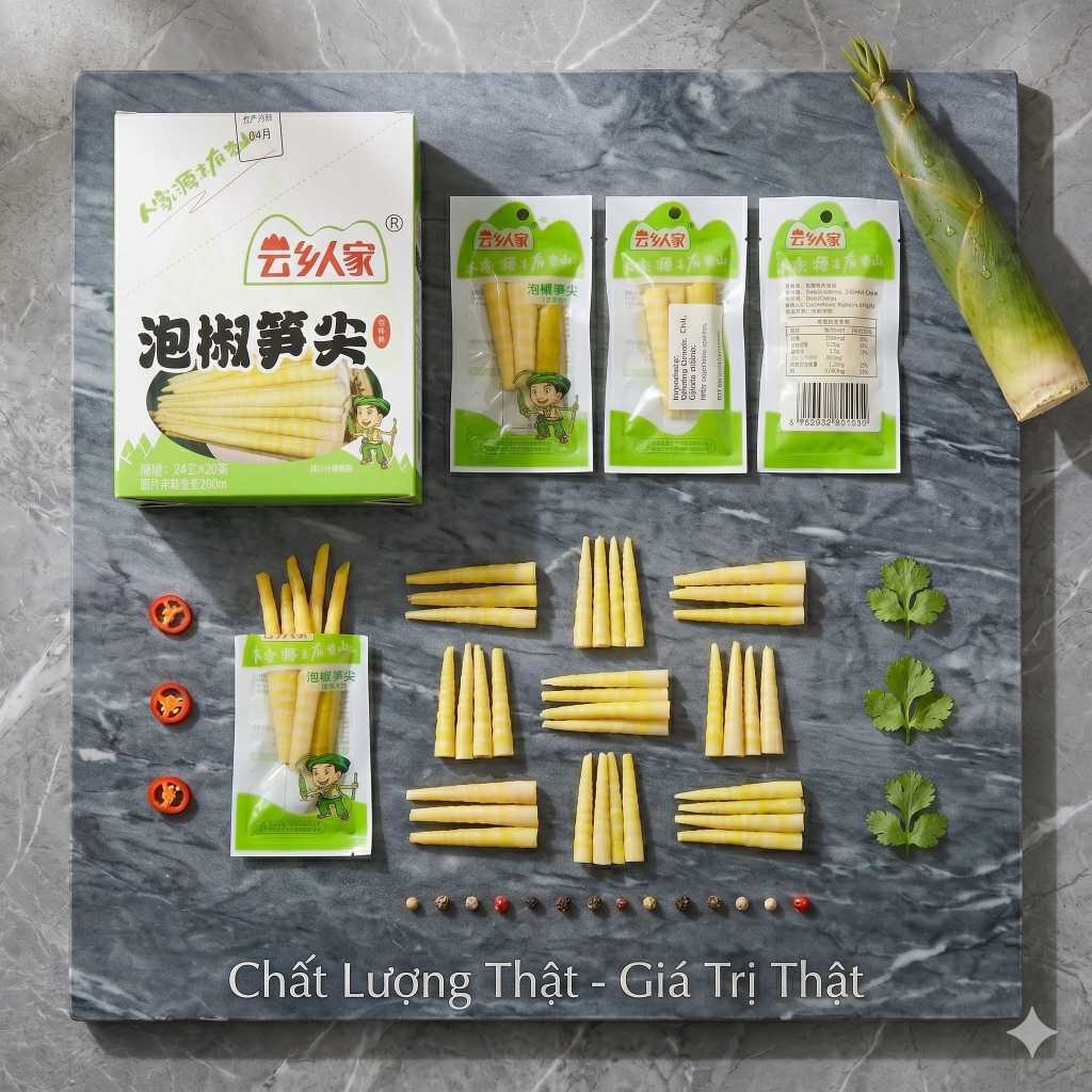 Măng Trúc Cay Yuyu Tứ Xuyên Chính Hãng (Hộp 20 Gói x 24g) - Giòn Sần Sật, Cay Tê Tái, Ăn Là Ghiền.s8