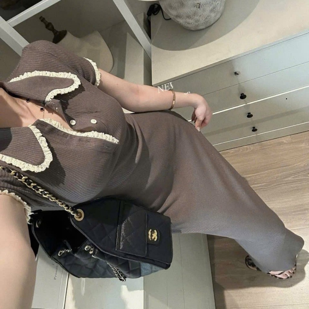 Đầm nữ, váy nữ DONNA HCOM26446 cổ bẻ viền trắng cộc tay dáng dài trẻ trung, thanh lịch