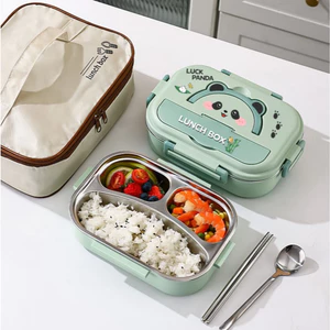 Hộp Cơm Văn Phòng Giữ Nhiệt 3 Ngăn Inox 304 800ml Hộp Cơm Panda Capybara Dễ Thương MUN STORE HC3NCA19