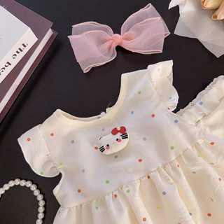 Bộ bé gái chấm bi mèo kitty thời trang bé gái mùa hè mặc đi chơi style Hàn D1340 Bí Ngô Nhỏ