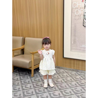 Bộ bé gái chấm bi mèo kitty thời trang bé gái mùa hè mặc đi chơi style Hàn D1340 Bí Ngô Nhỏ