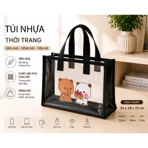 Túi Tote Nhựa Trong Suốt PVC CHANCE 33x28x13cm | Túi Đeo Vai Chống Nước Form Đứng Cao Cấp Đi Học Đi Làm Đi Biển