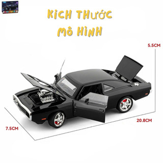 Mô Hình Xe Dom's Dodge Charger R/T 1970 Fast & Furious 1:24 - Xe Hợp Kim Diecast Mở 2 Cửa, Nắp Capo & Cốp Sau