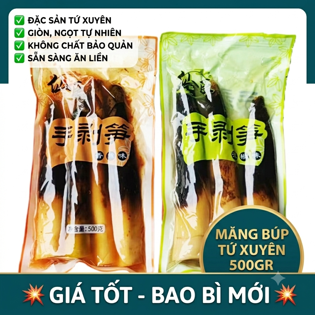 2 Gói Măng Búp Ngâm Chua Cay 500g - Đồ Ăn Liền Giòn Ngon Đặc Sản Tứ Xuyên-s8